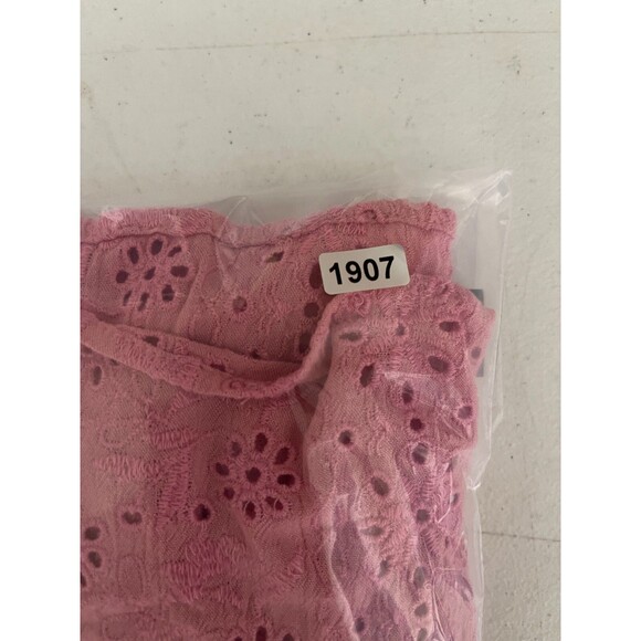 Lucky Brand Tank Top Womens Small Pink Embroidered Eyelet Floral Square Neck - Picture 10 of 10